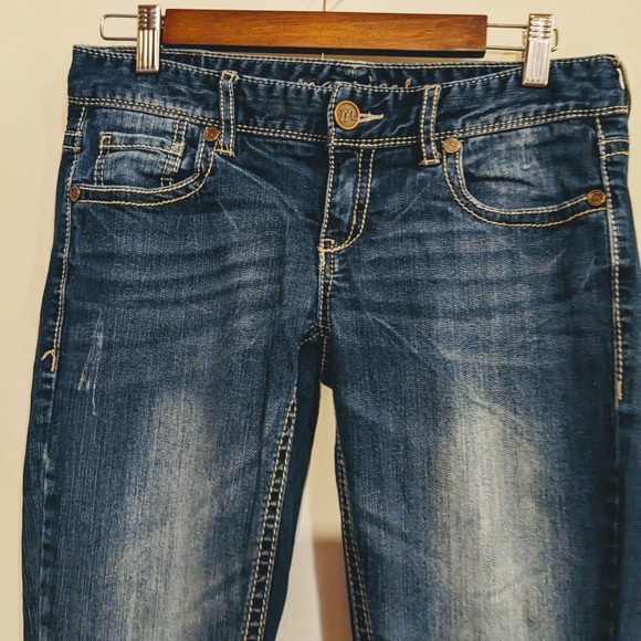 Maurices 3/4 Original S Denim Jean Small Chico 30x29 Y2K Bootcut Boot Cut Dark - Picture 2 of 11